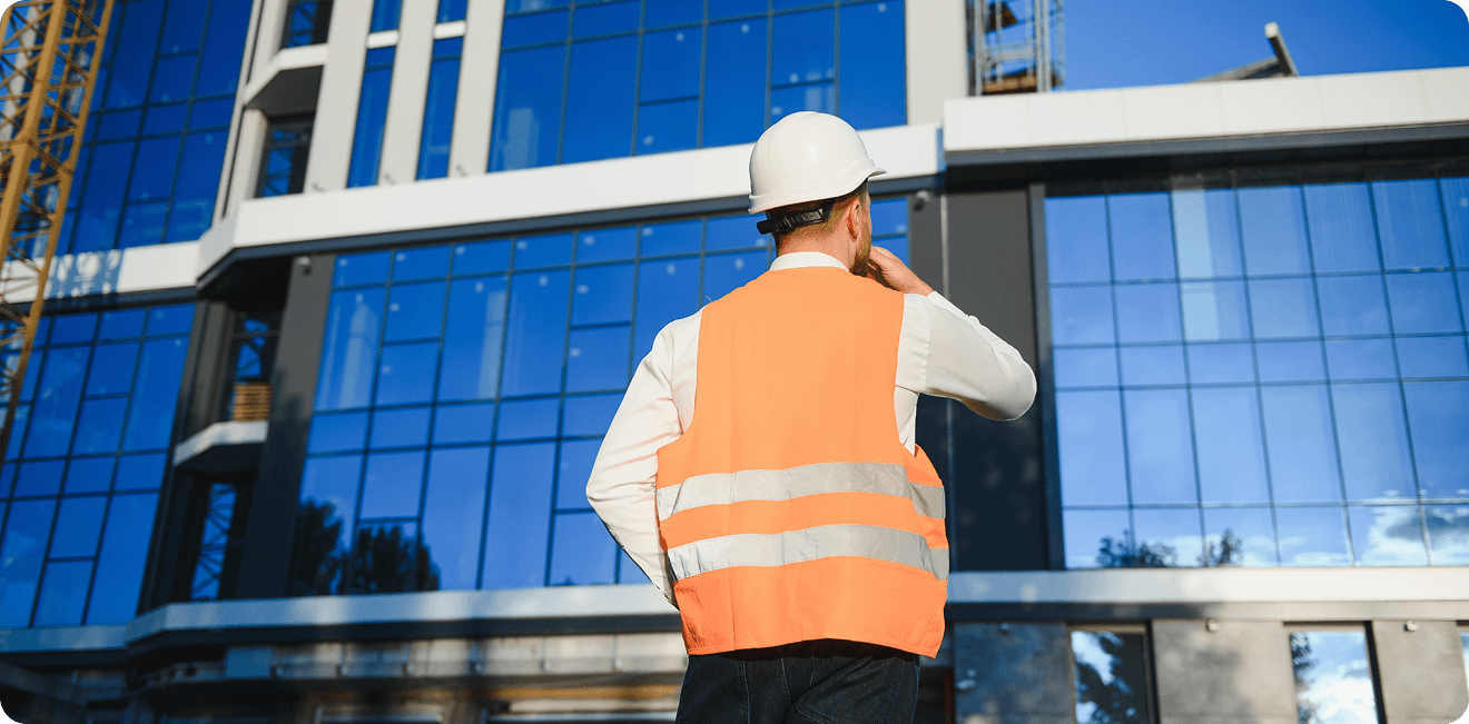 Architect Helmet Near New Building 1